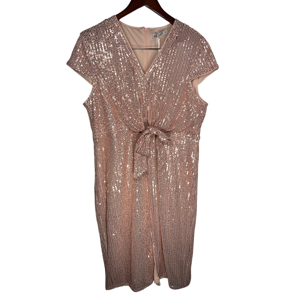 Grace Karin Rose Gold Sequin Wrap-Front Dress